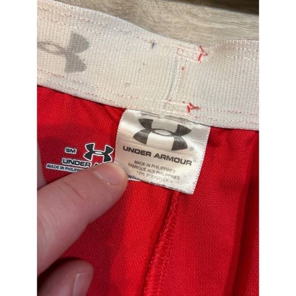 Under Armour Athletic Shorts Red White Trim Activewear Running Small - Picture 4 of 8